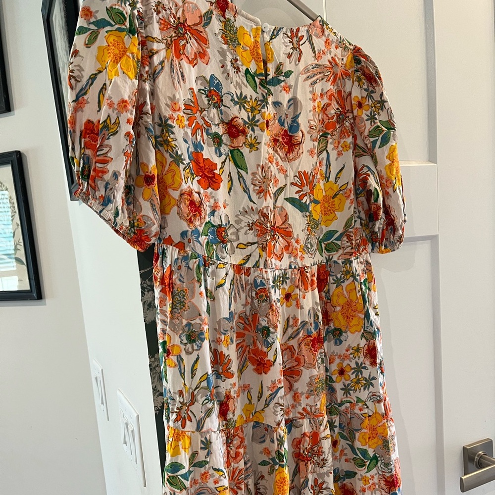 Floral Tiered Puff Sleeve Mini Dress - Multicolor - Picture 5 of 6